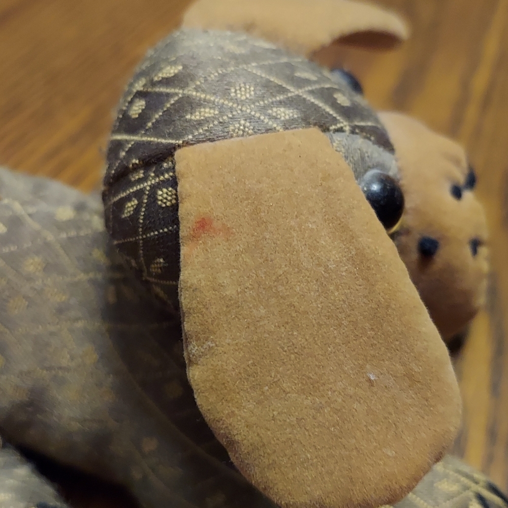 Puppy Paperweight Doorstop Named Bones Dog Brocade Suede Ears UK Dora Designs - Picture 7 of 9